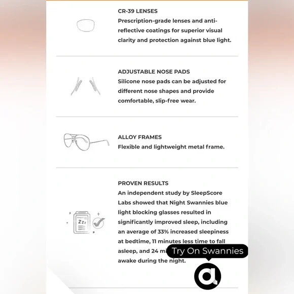 Swanwick Large Aviator Glasses Night Blue Light Blocking - Picture 9 of 16